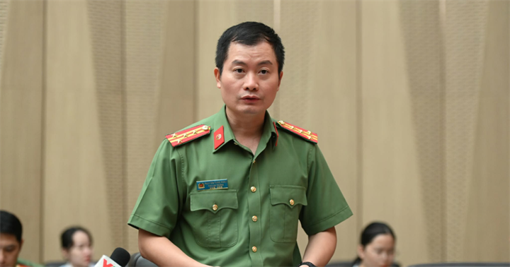Đại tá Nguyễn Tuấn Hưng, Phó Cục trưởng Cục An ninh điều tra Bộ Công an, thông tin tại buổi họp báo.