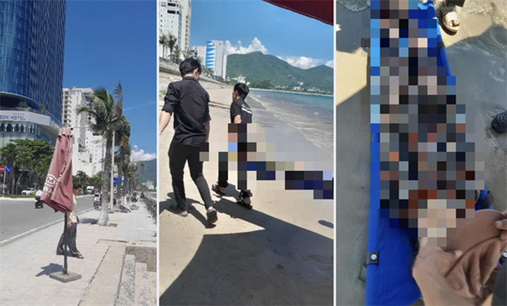 Khu vực phát hiện thi thể phụ nữ trôi dạt gần bờ biển ở Nha Trang. Ảnh: Thanh Niên