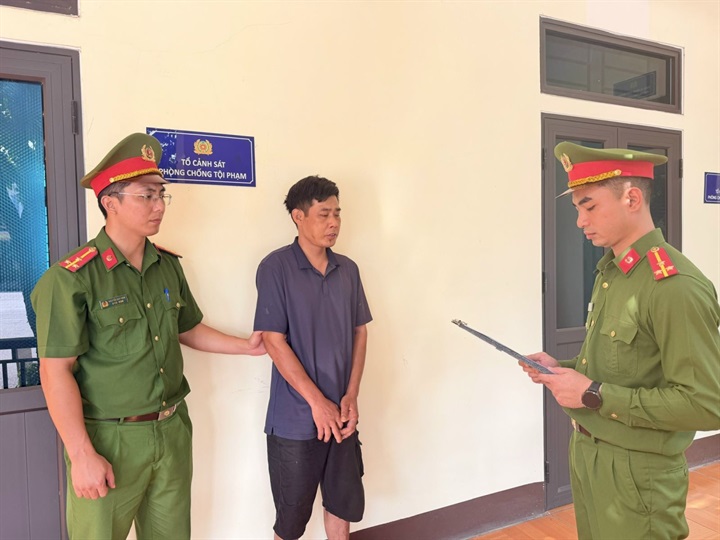 Đối tượng Triệu Minh Tráng tại cơ quan Công an. Ảnh Công an tỉnh Phú Thọ.