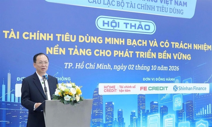 TS. Đào Minh Tú, Phó Chủ tịch kiêm Tổng Thư ký Hiệp hội Ngân hàng Việt Nam phát biểu khai mạc. Ảnh: Ban tổ chức.