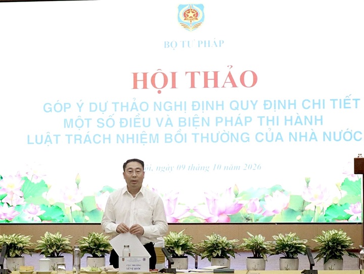 Cục trưởng Cục Đăng ký giao dịch bảo đảm và Bồi thường nhà nước ông Lê Vệ Quốc phát biểu.