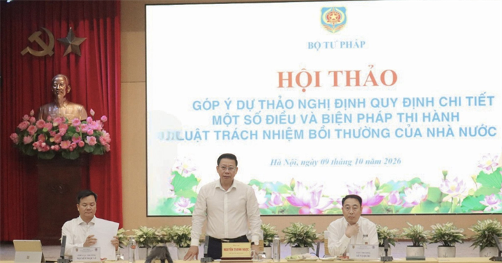 Thứ trưởng Bộ Tư pháp Nguyễn Thanh Ngọc phát biểu.