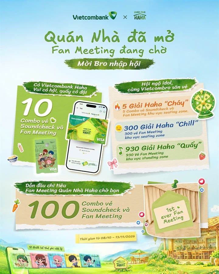 Vietcombank đồng hành cùng Fan Meeting đầu tiên của Quán Nhà Haha, mang hàng nghìn cơ hội gặp gỡ, giao lưu cho khách hàng yêu thích chương trình. Nguồn ảnh Vietcombank