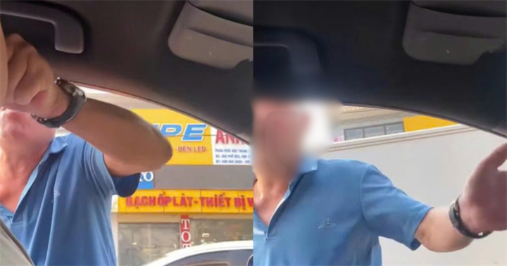 Người đàn ông hành hung tài xế ô tô. (Ảnh cắt từ clip).