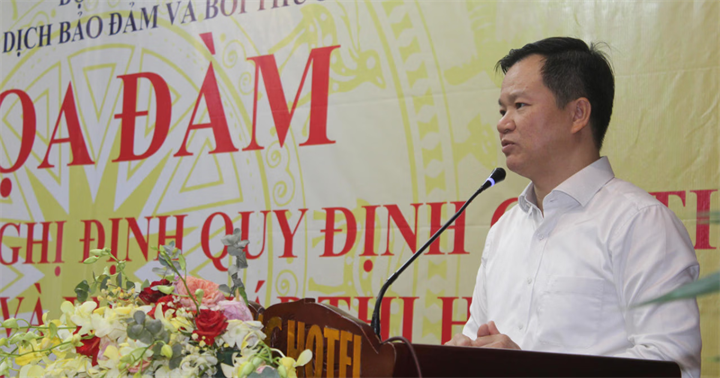 Ông Nguyễn Ngọc Vũ - Phó Cục trưởng Cục Đăng ký giao dịch bảo đảm và Bồi thường nhà nước phát biểu tại tọa đàm. (Ảnh: Trọng Triển)