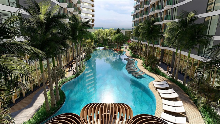 Bể bơi nội khu dài 50m tại Meypearl Harmony. Nguồn ảnh Tân Á Đại Thành