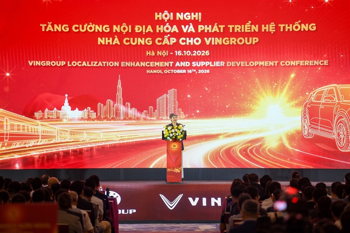 Bà Thái Thị Thanh Hải, Phó Chủ tịch Tập đoàn Vingroup kiêm Phó Chủ tịch VinFast toàn cầu, chia sẻ về định hướng mở rộng chuỗi cung ứng cho tập đoàn. Nguồn ảnh Vingroup