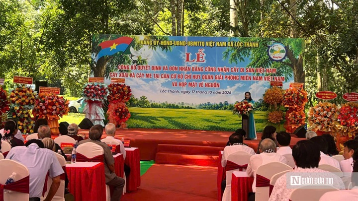 Toàn cảnh Lễ công bố Quyết định và đón nhận Bằng công nhân cây di sản Việt Nam.