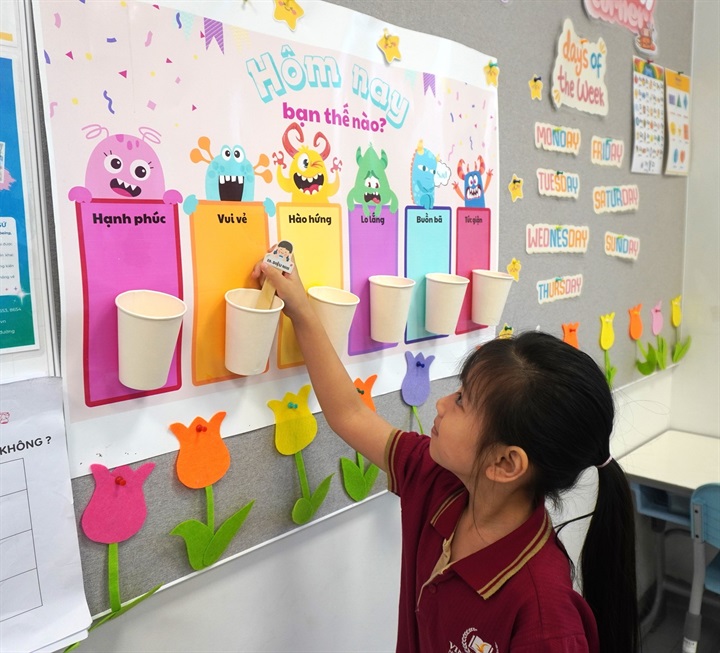 Học sinh Vinschool lên ý tưởng và triển khai sáng kiến chăm sóc sức khỏe tâm lý học đường trong chương trình Wellbeing Initiatives. Nguồn ảnh Vinschool