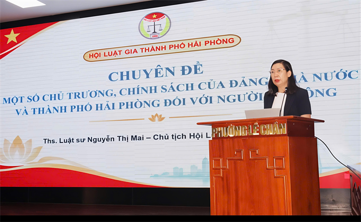 Bà Nguyễn Thị Mai - Chủ tịch Hội Luật gia Tp.Hải Phòng. Nguồn: Người Đưa Tin)