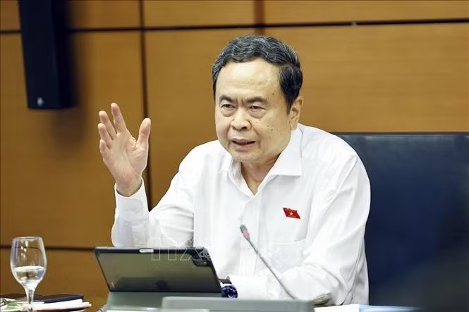 Chủ tịch Quốc hội Trần Thanh Mẫn, đại biểu Quốc hội Thành phố Hồ Chí Minh phát biểu. Ảnh: Doãn Tấn/TTXVN