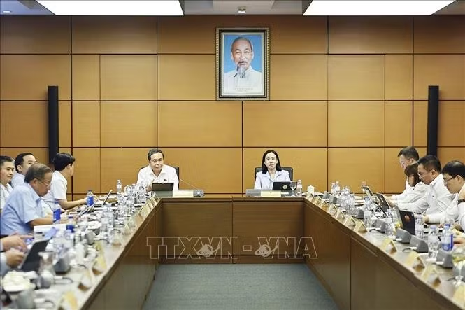 Chủ tịch Quốc hội Trần Thanh Mẫn, đại biểu Quốc hội Thành phố Hồ Chí Minh phát biểu. Ảnh: Doãn Tấn/TTXVN