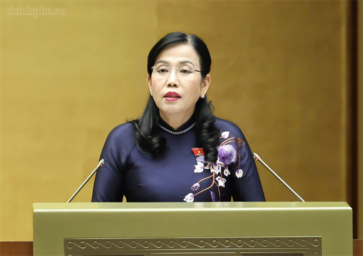 Chủ nhiệm Ủy ban Khoa học, Công nghệ và Môi trường Nguyễn Thanh Hải trình bày báo cáo thẩm tra - Ảnh: chinhphu.vn/Nhật Bắc