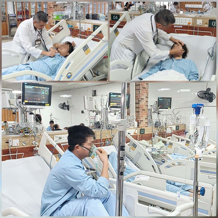 Bệnh viện Bạch Mai dốc lực cứu chữa 7 nạn nhân ngộ độc khí clo. Ảnh: BVCC