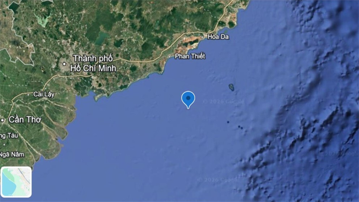 Vị trí tàu gặp nạn cách giàn khoan Sư Tử Trắng 1 hải lý. Ảnh: Google Earth/ Theo VnExpress.
