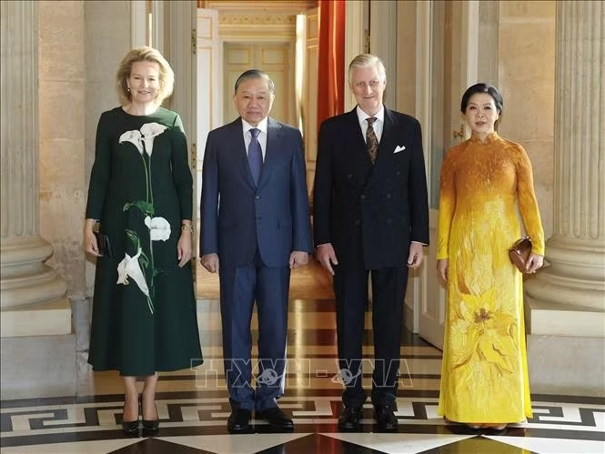 Tổng Bí thư, Chủ tịch nước Tô Lâm và Phu nhân Ngô Phương Ly hội kiến Nhà Vua Bỉ Philippe và Hoàng hậu Mathilde. Ảnh: Thống Nhất/TTXVN