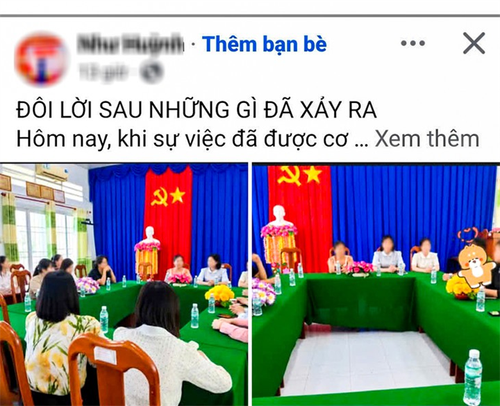 Nhà trường làm việc với các cô giáo chứng kiến. Ảnh: Tuổi trẻ Online