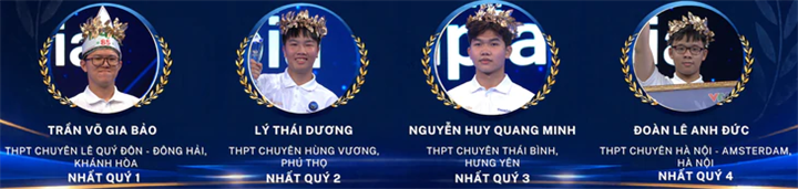 Bốn thí sinh tranh tài tại chung kết Đường lên đỉnh Olympia. Ảnh: VTV